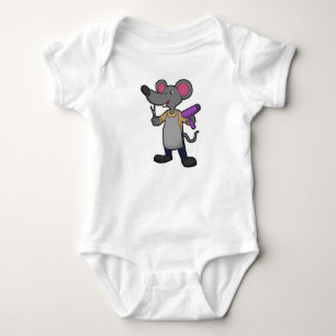 Mouse as Hairdresser with Scissors & Hair dryer Baby Bodysuit