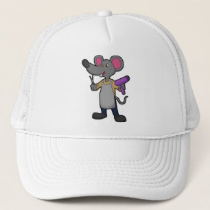 Mouse as Hairdresser with Scissors & Hair dryer Trucker Hat
