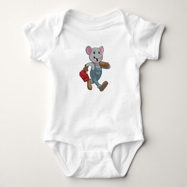 Mouse as Handyman with Toolbox Baby Bodysuit (Front)
