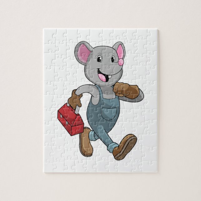 Mouse as Handyman with Toolbox Jigsaw Puzzle (Vertical)