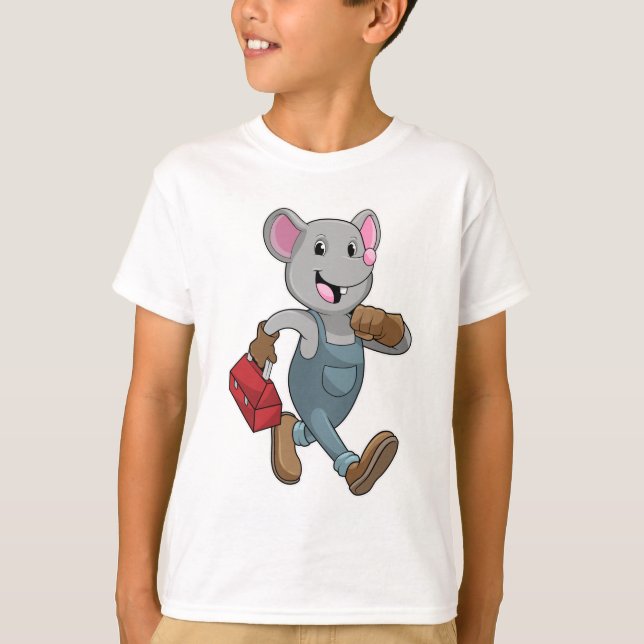Mouse as Handyman with Toolbox T-Shirt (Front)