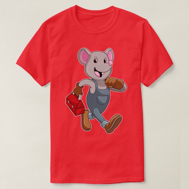 Mouse as Handyman with Toolbox T-Shirt (Design Front)