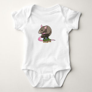 Mouse as Inline skater with Inline skates Baby Bodysuit