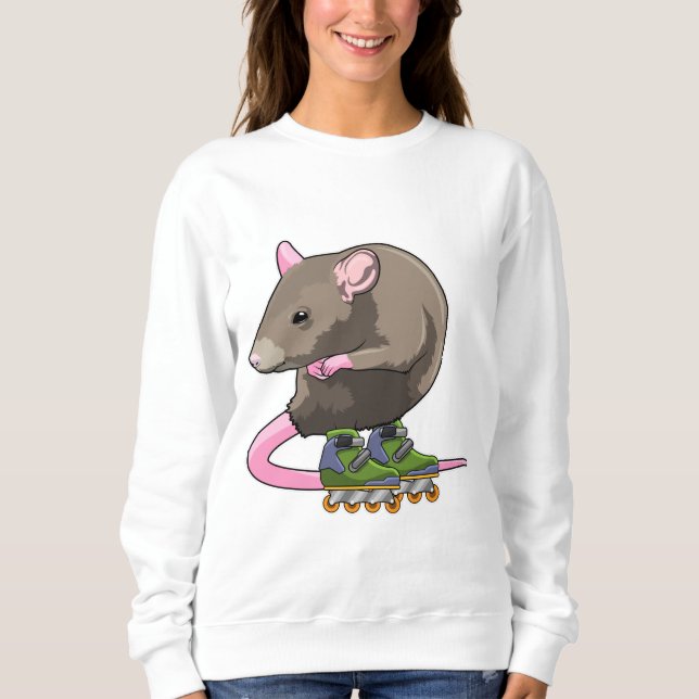 Mouse as Inline skater with Inline skates Sweatshirt (Front)