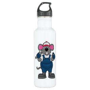 Mouse as Mechanic with Screw & Spanner 710 Ml Water Bottle