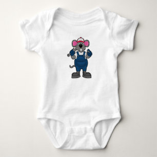 Mouse as Mechanic with Screw & Spanner Baby Bodysuit