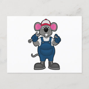 Mouse as Mechanic with Screw & Spanner Postcard