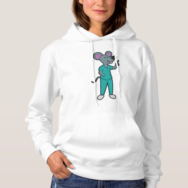 Mouse as Nurse at Vaccination with Syringe Hoodie (Front)