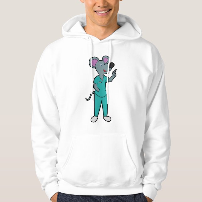 Mouse as Nurse at Vaccination with Syringe Hoodie (Front)