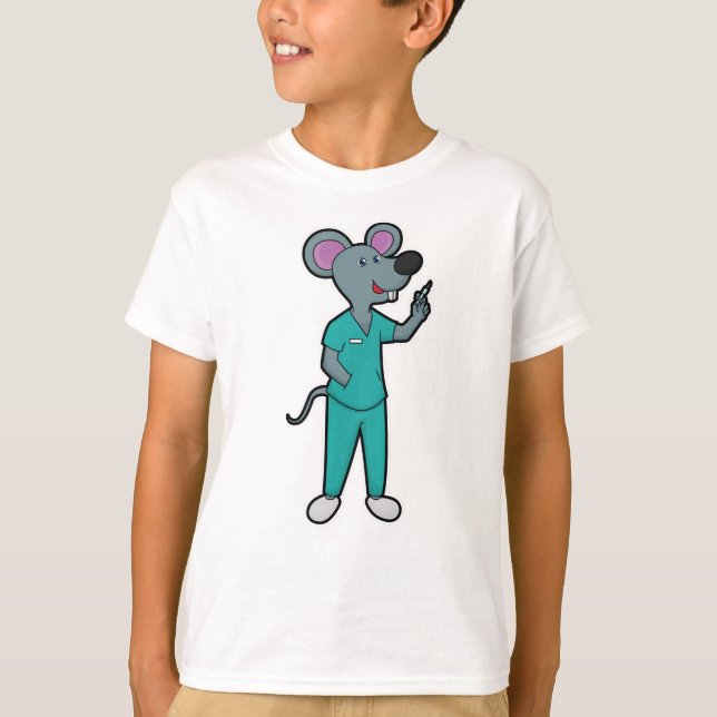 Mouse as Nurse at Vaccination with Syringe T-Shirt (Front)