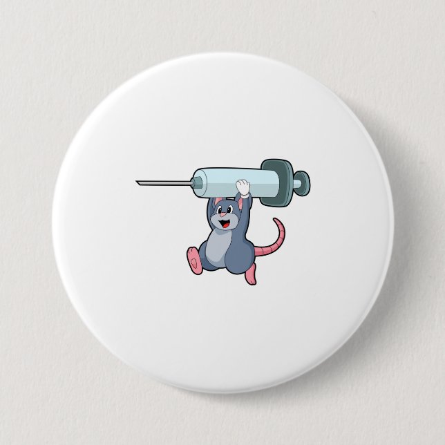 Mouse as Nurse with Syringe.PNG 7.5 Cm Round Badge (Front)