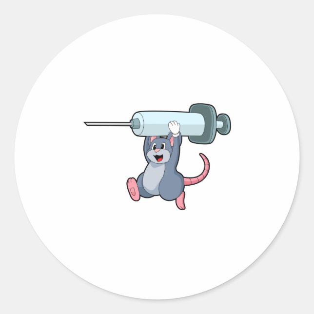 Mouse as Nurse with Syringe.PNG Classic Round Sticker (Front)