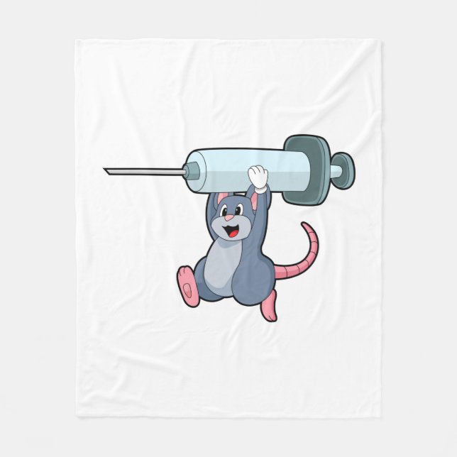 Mouse as Nurse with Syringe.PNG Fleece Blanket (Front)