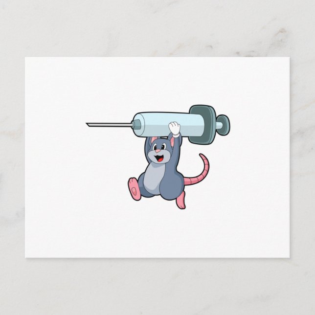 Mouse as Nurse with Syringe.PNG Postcard (Front)