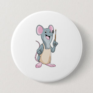 Mouse as Painter with Paint brush 7.5 Cm Round Badge