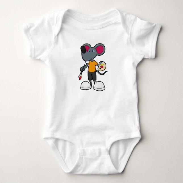 Mouse as Painter with Paint & Brush Baby Bodysuit (Front)