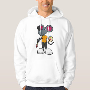 Mouse as Painter with Paint & Brush Hoodie