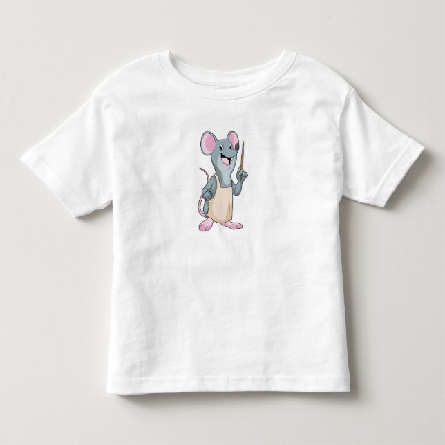 Mouse as Painter with Paint brush Toddler T-Shirt (Front)