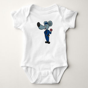 Mouse as Police officer with Donut Baby Bodysuit