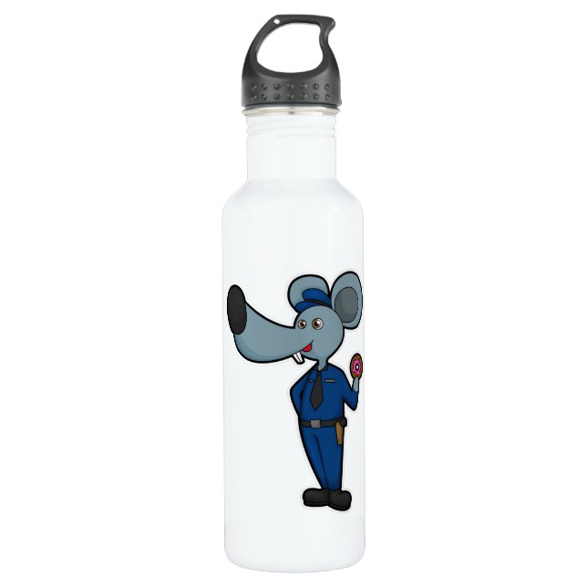 Mouse as Police officer with Doughnut 710 Ml Water Bottle (Front)