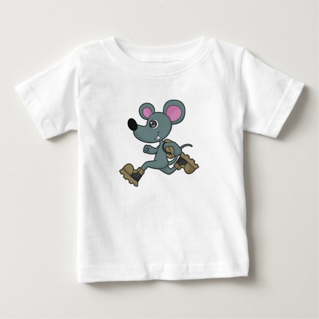 Mouse as Runner with Backpack Baby T-Shirt (Front)