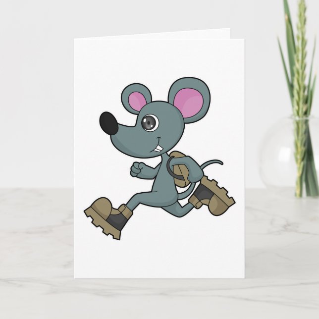 Mouse as Runner with Backpack Card (Front)