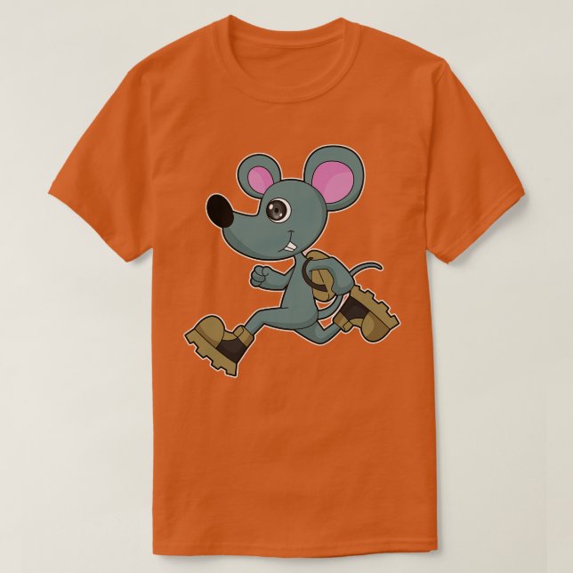 Mouse as Runner with Backpack T-Shirt (Design Front)