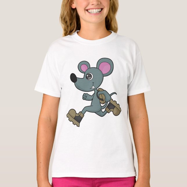 Mouse as Runner with Backpack T-Shirt (Front)