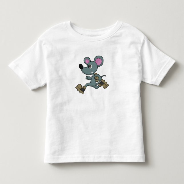 Mouse as Runner with Backpack Toddler T-Shirt (Front)