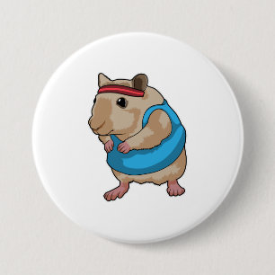Mouse as Runner with Headband 7.5 Cm Round Badge