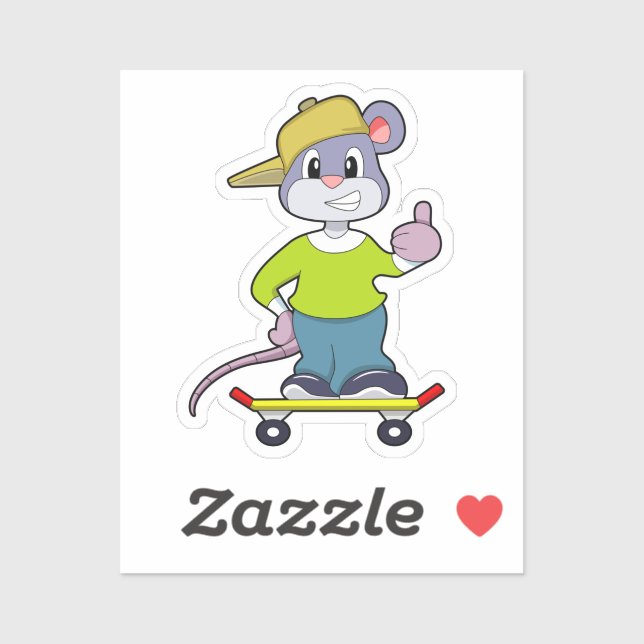 Mouse as Skater with Skateboard (Sheet)