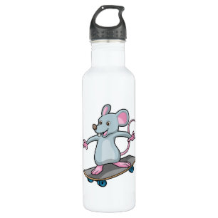 Mouse as Skater with Skateboard 710 Ml Water Bottle