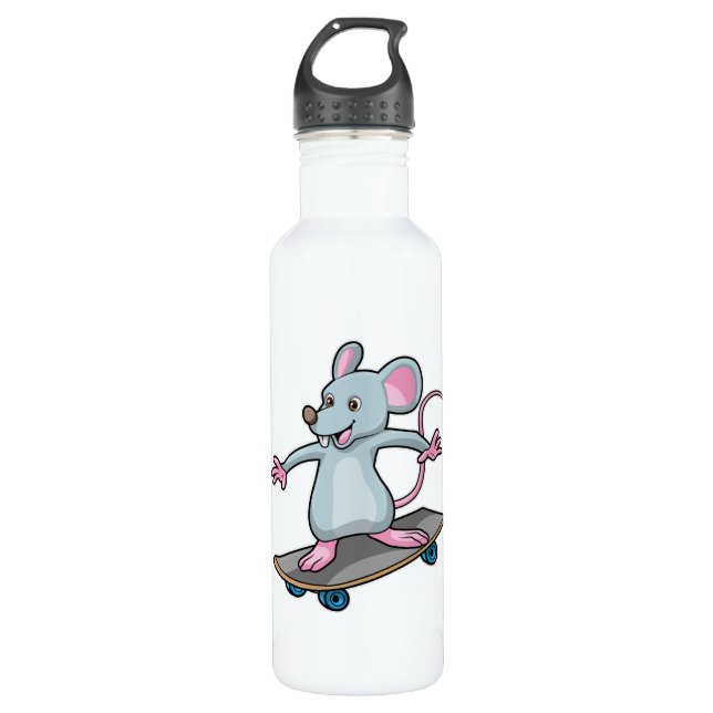 Mouse as Skater with Skateboard 710 Ml Water Bottle (Front)