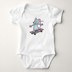 Mouse as Skater with Skateboard Baby Bodysuit