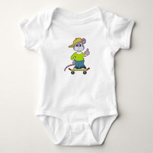 Mouse as Skater with Skateboard Baby Bodysuit