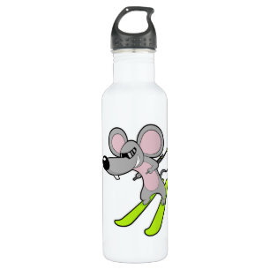 Mouse as Skier with Ski 710 Ml Water Bottle