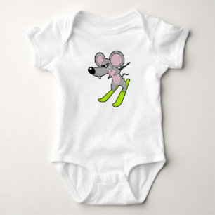 Mouse as Skier with Ski Baby Bodysuit