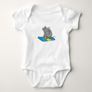 Mouse as Snowboarder with Snowboard Baby Bodysuit
