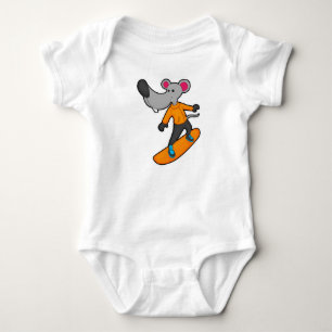 Mouse as Snowboarder with Snowboard Baby Bodysuit
