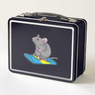 Mouse as Snowboarder with Snowboard Metal Lunch Box