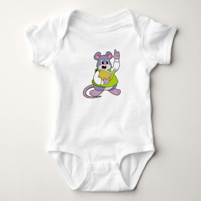 Mouse as Teacher with Book Baby Bodysuit (Front)