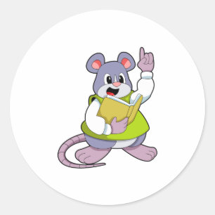 Mouse as Teacher with Book Classic Round Sticker