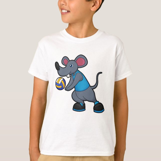 Mouse as Volleyball player with Volleyball T-Shirt (Front)
