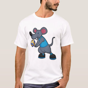 Mouse as Volleyball player with Volleyball T-Shirt