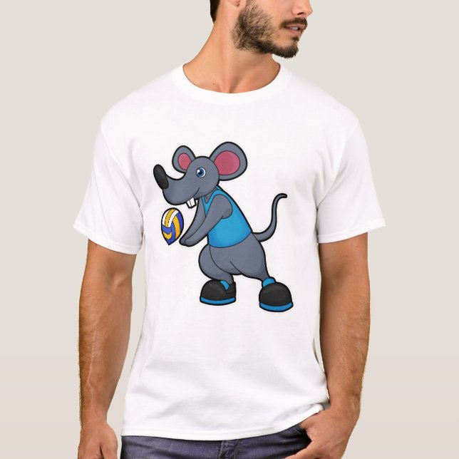 Mouse as Volleyball player with Volleyball T-Shirt (Front)