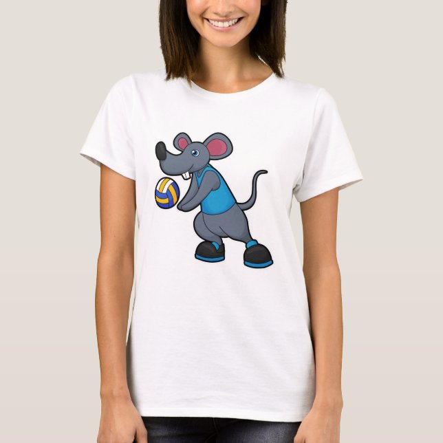Mouse as Volleyball player with Volleyball T-Shirt (Front)