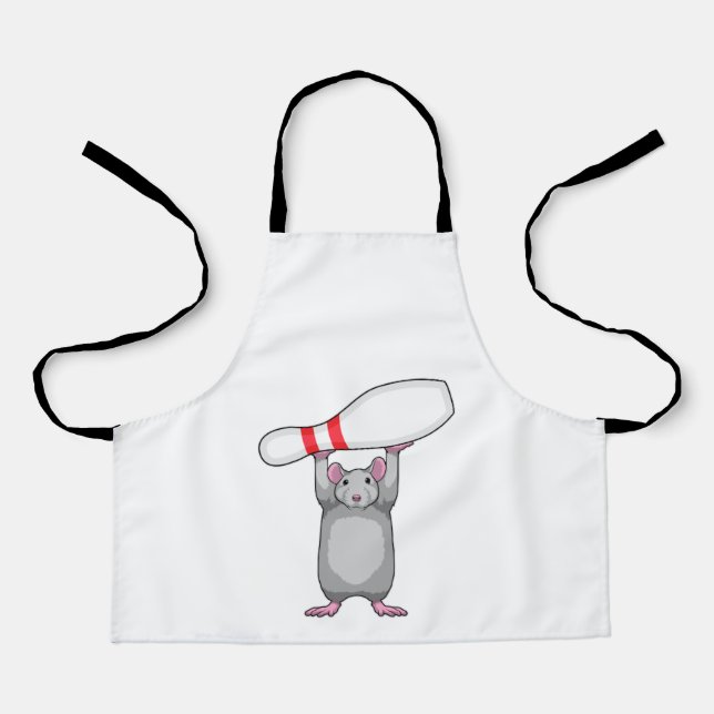 Mouse at Bowling with Bowling pin Apron (Front)