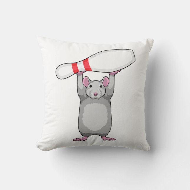 Mouse at Bowling with Bowling pin Cushion (Front)