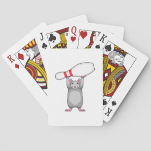 Mouse at Bowling with Bowling pin Playing Cards
