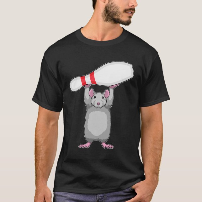 Mouse at Bowling with Bowling pin T-Shirt (Front)